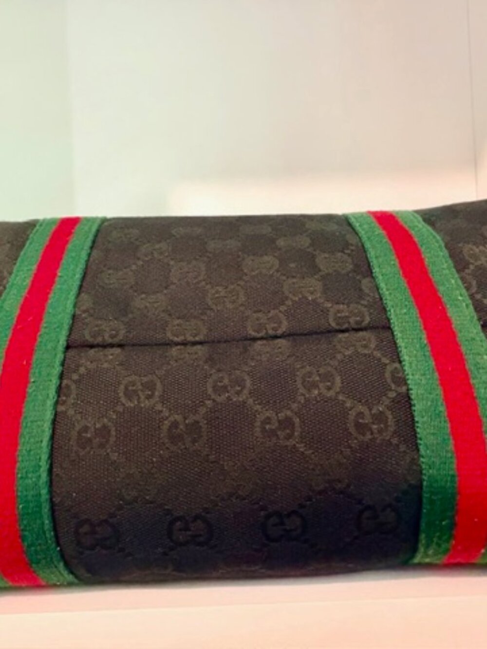 Canvas Duffle Bag | Red Green Stripe Web | Med Travel Tote | Designer Inspired - Picture 2 of 5